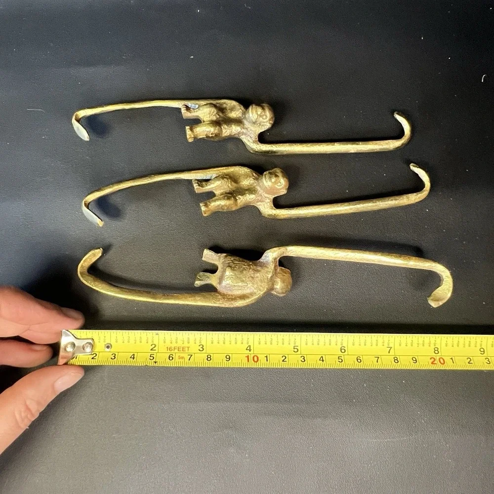 Vintage Brass Monkey Hanging Hook Hanger - Set of 3 - 8